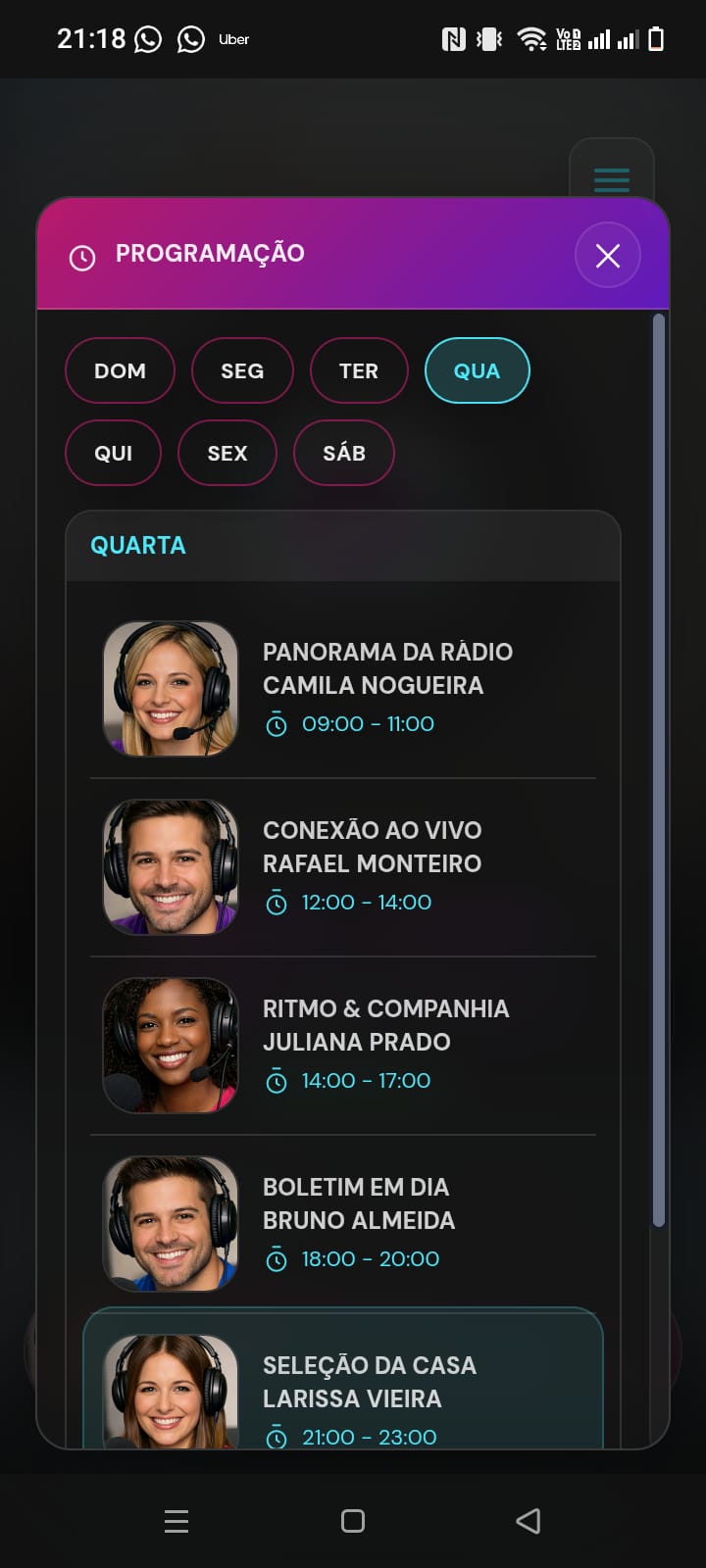 Programação completa da rádio