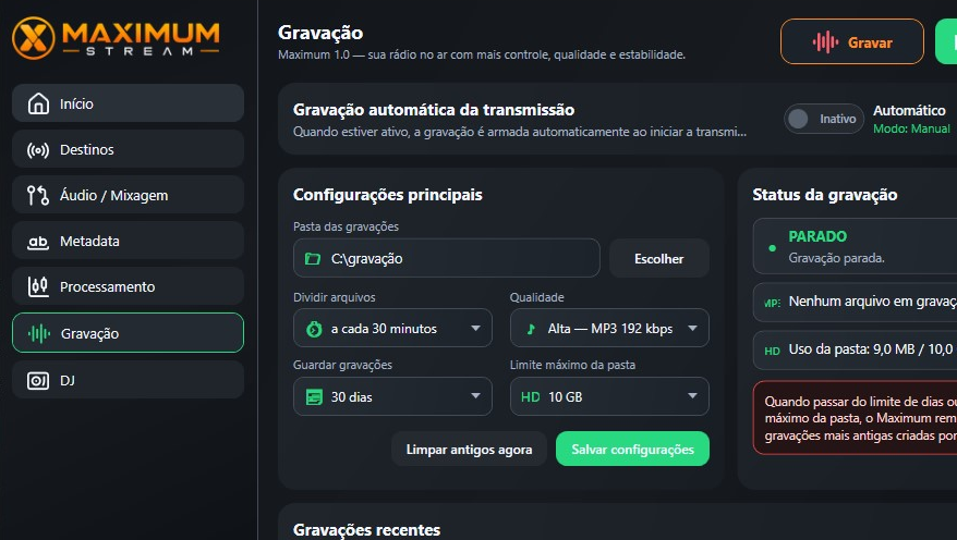 Grave a transmissão e tenha informações reais quando precisar de ajuda