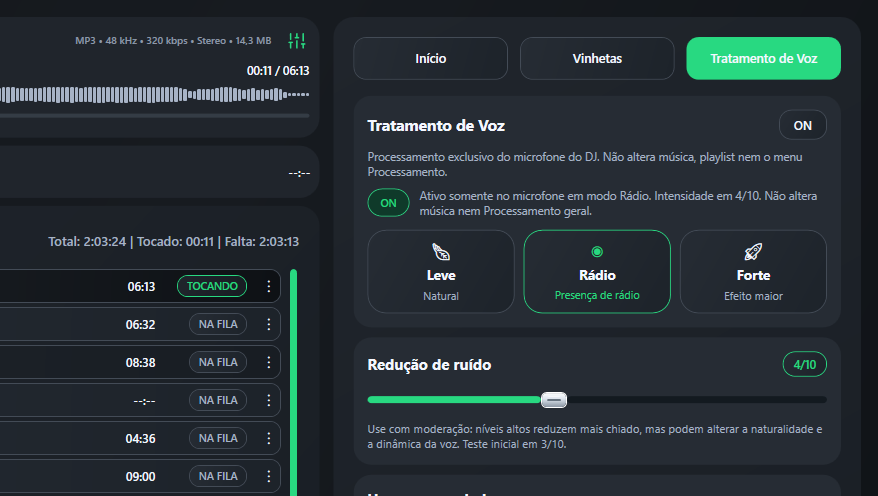 Mais presença e clareza para a voz do locutor